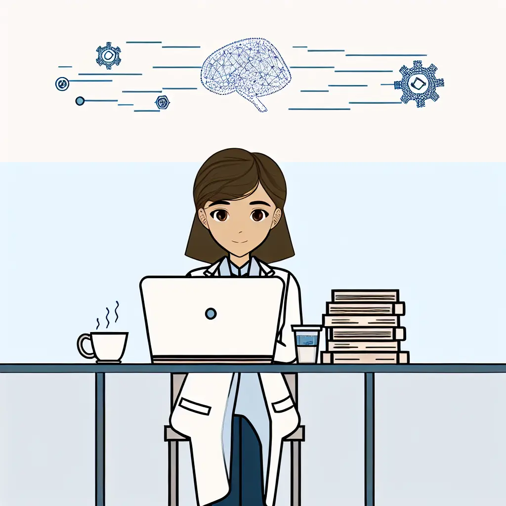 Investigador utilizando ferramentas de inteligência artificial para análise de literatura académica