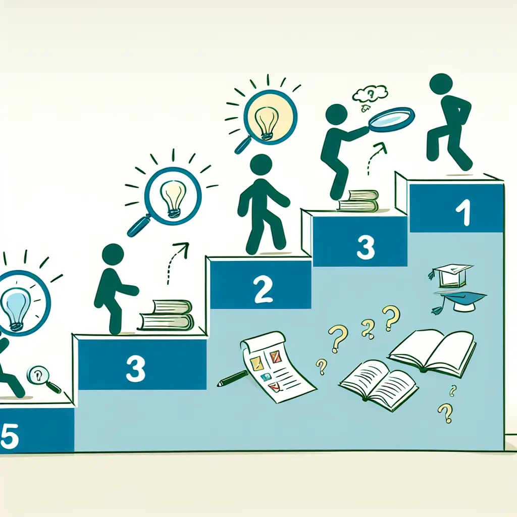 Diagrama ilustrativo dos cinco passos metodológicos em formato de escada