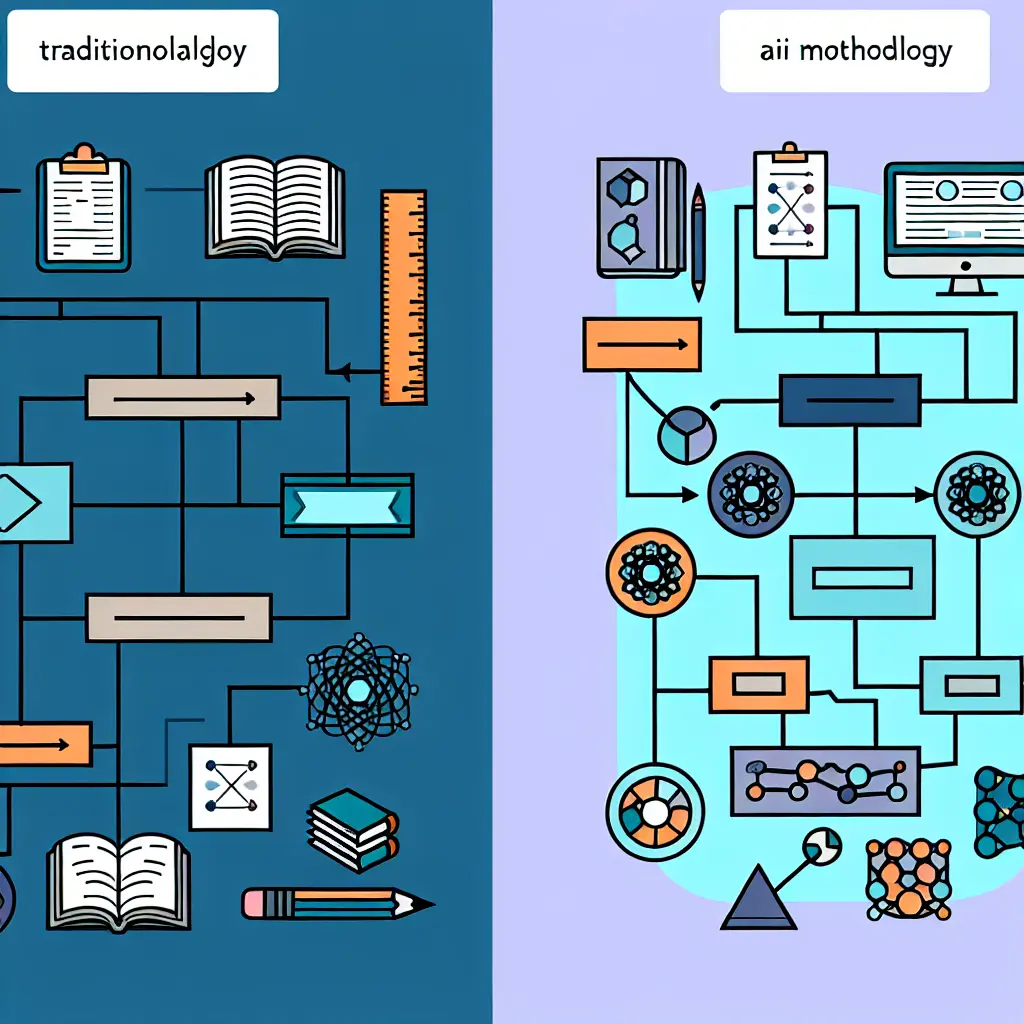 Comparação visual entre metodologia tradicional e metodologia com IA