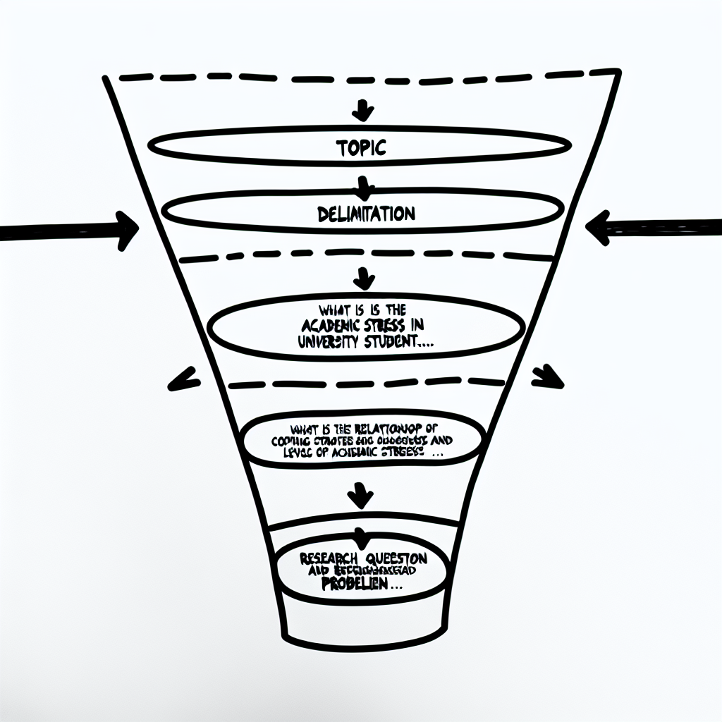 Funil conceptual mostrando a transformação de um tema amplo em problema específico de investigação em psicologia