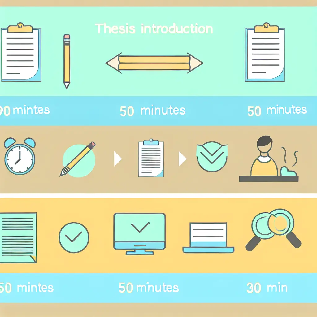 Cronograma visual de 90 minutos dividido em três fases: preparação, escrita e revisão
