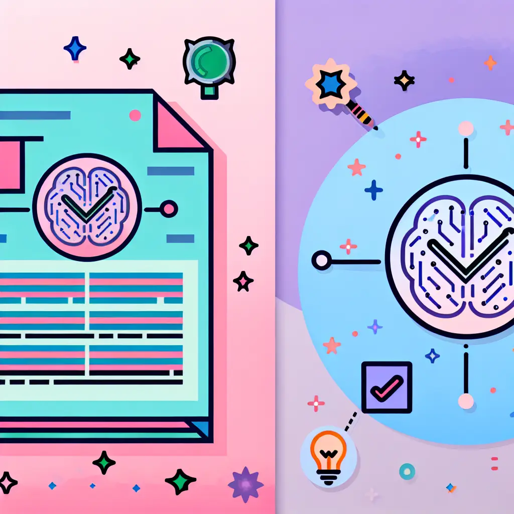 Representação visual do processo de validação bibliográfica por IA, mostrando análise de referências e categorização por qualidade (validadas, com avisos, sugestões de melhoria)