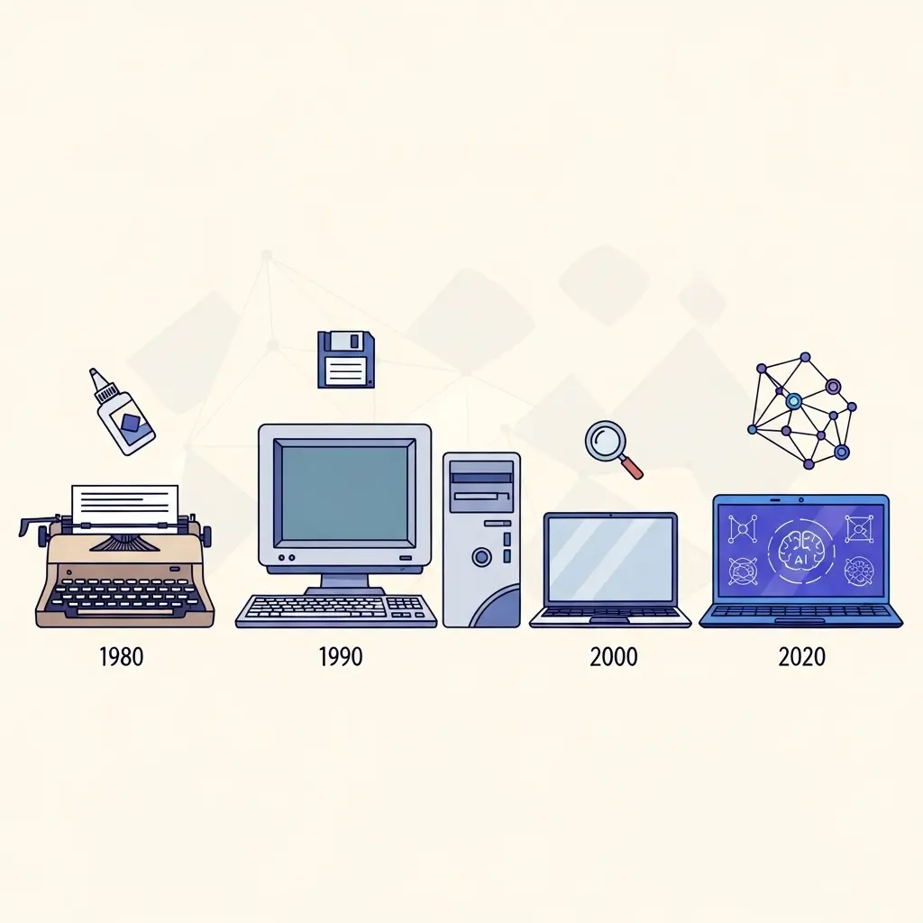 Evolução das ferramentas de escrita académica desde a máquina de escrever até à inteligência artificial