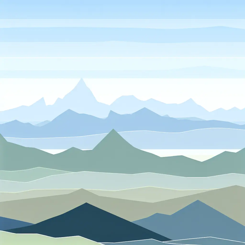 Distant mountain peaks bathed in golden sunlight