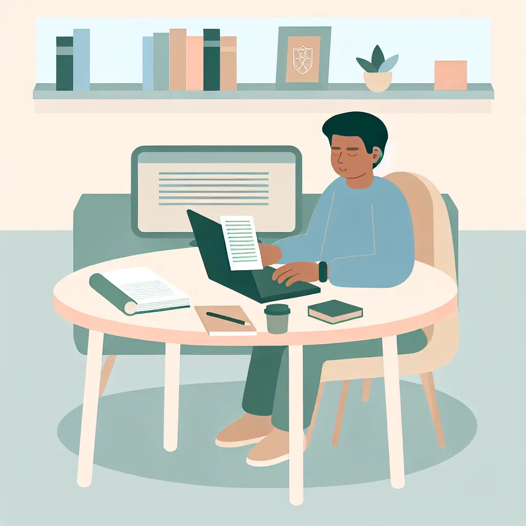 Estudante a escrever tese de mestrado