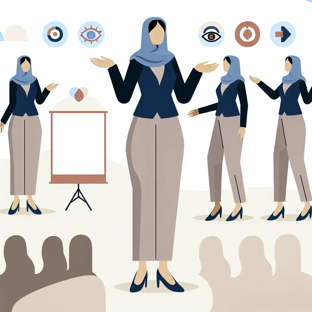 Postura profissional e linguagem corporal adequada durante defesa pública