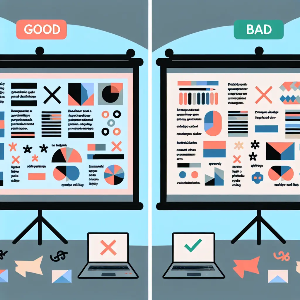 Comparação entre slides mal formatados e slides bem projetados para defesa de TFC