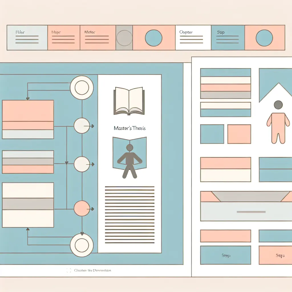 Representação visual da estrutura organizada de uma tese de mestrado com capítulos divididos