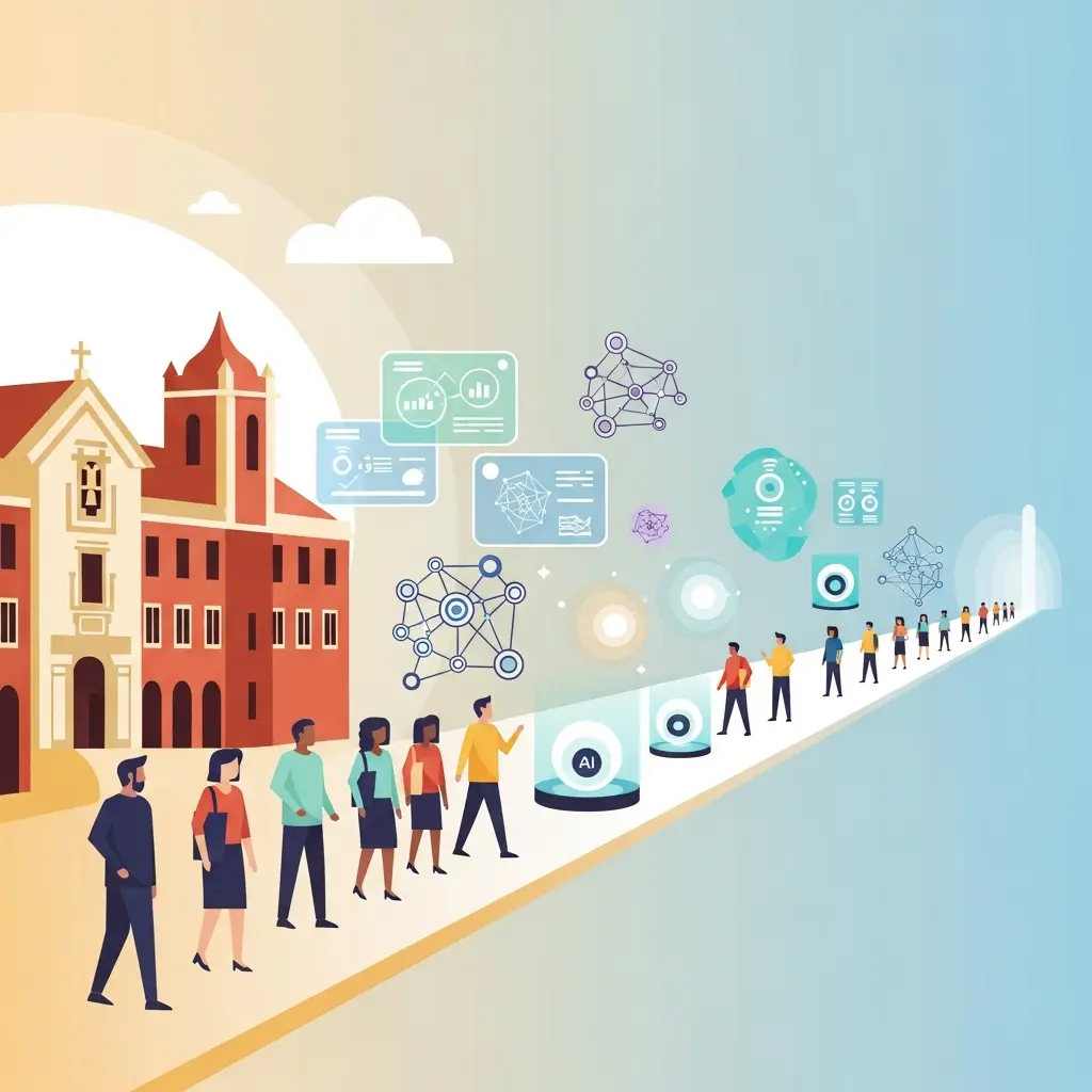 Visão futurista da integração entre inteligência artificial e academia portuguesa