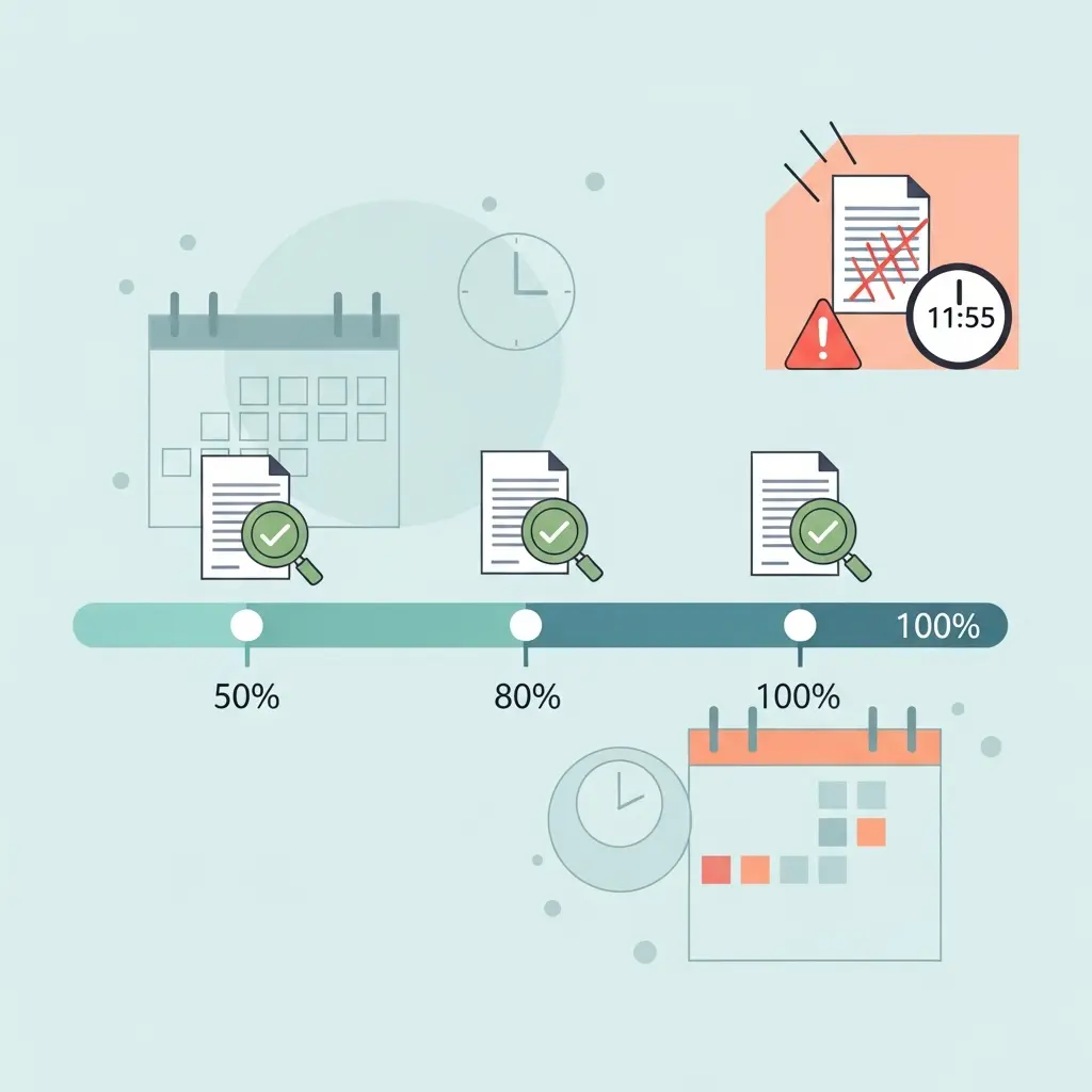 Cronograma de verificação preventiva de plágio ao longo da escrita