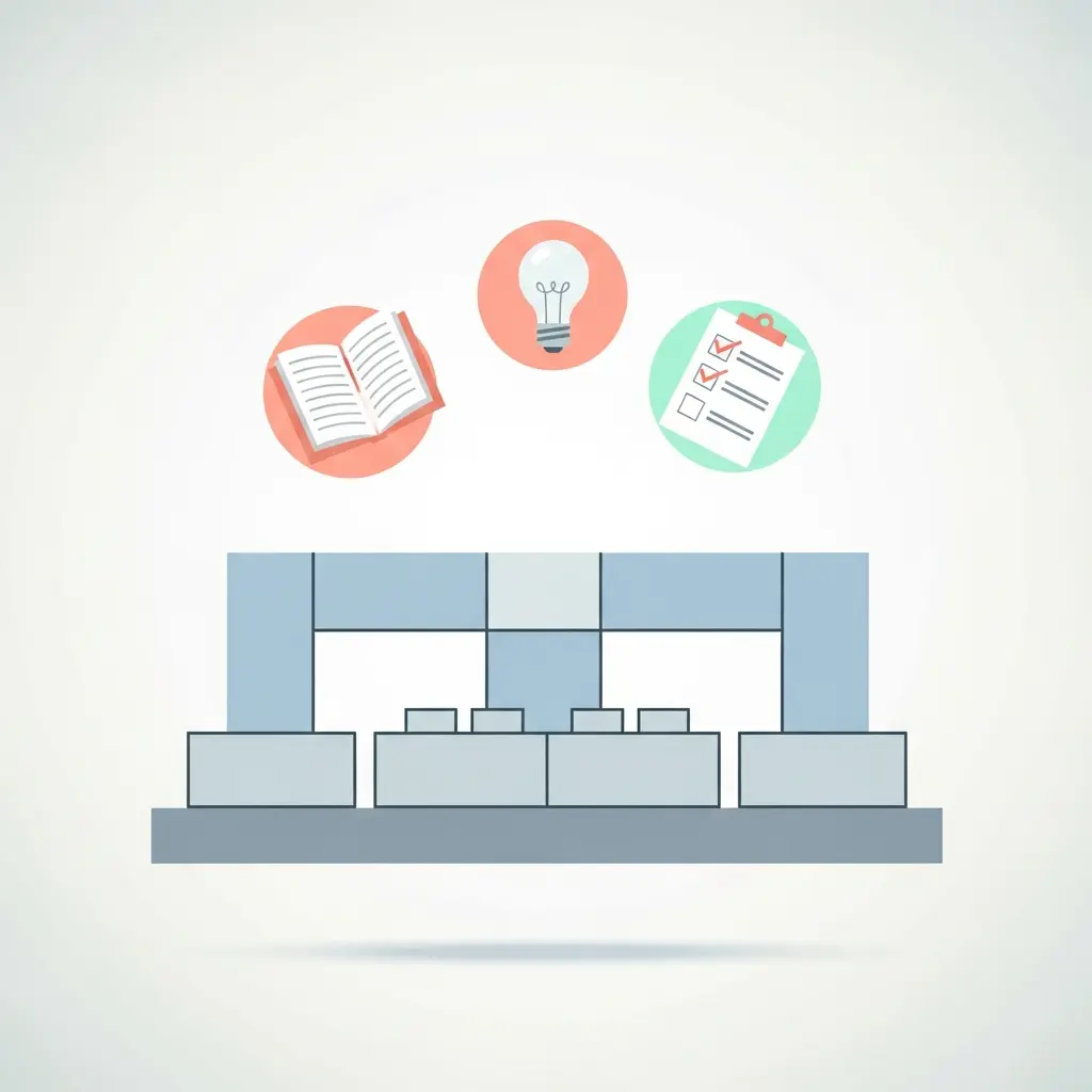 Ilustração de alicerces académicos sólidos como base para uma tese bem-sucedida