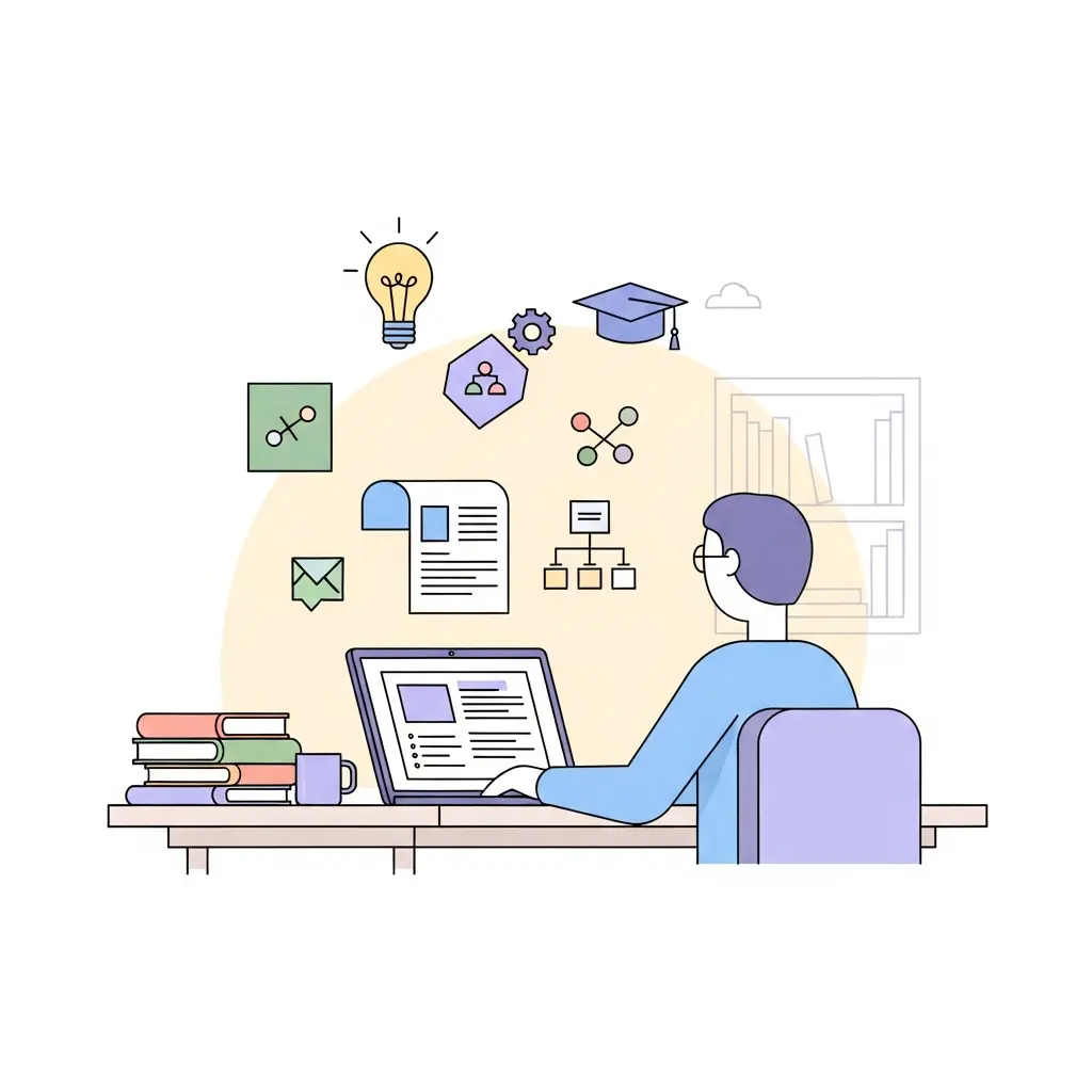 Investigador português a usar ferramentas de IA para escrever tese de doutoramento no computador