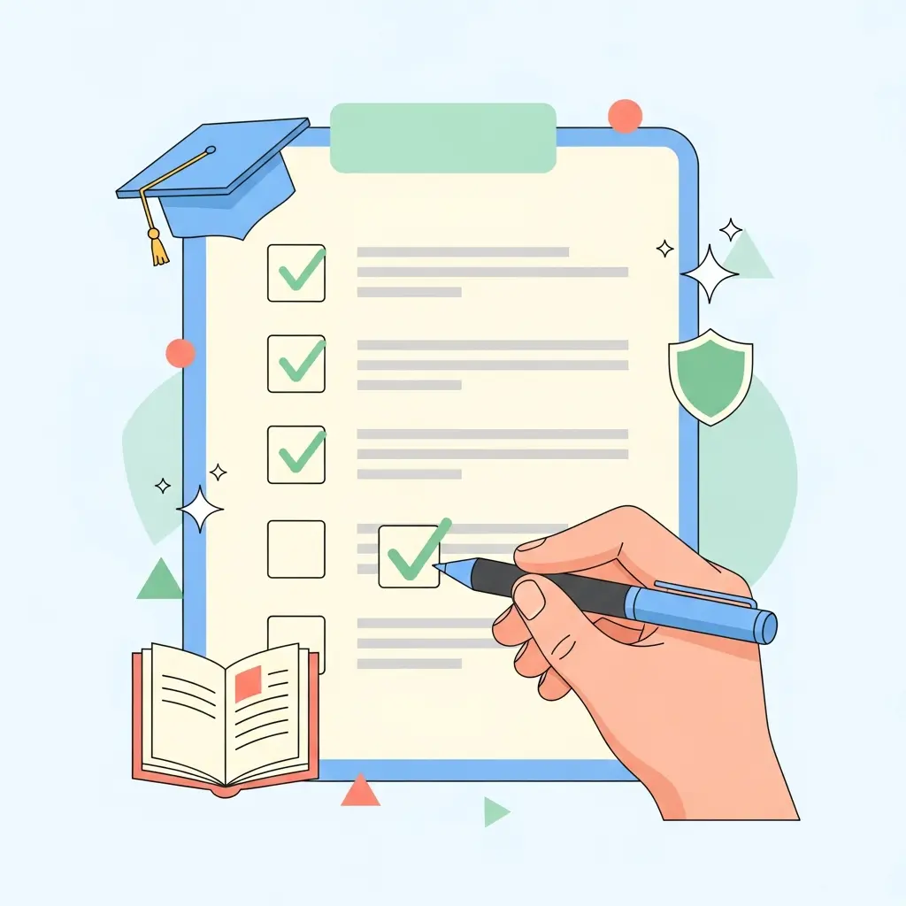 Checklist de integridade académica com verificações concluídas