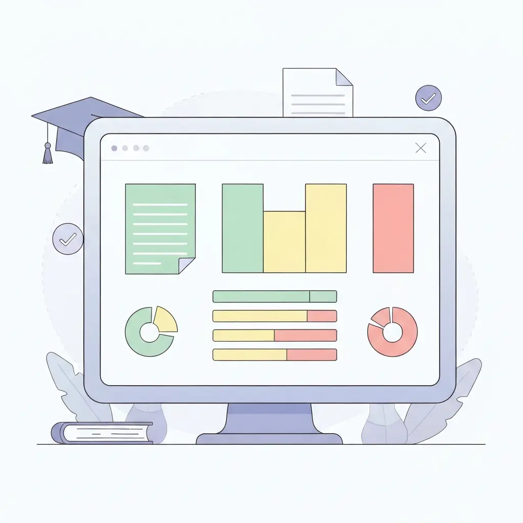 Ecrã a mostrar interface de relatório de deteção de IA com gráficos e indicadores