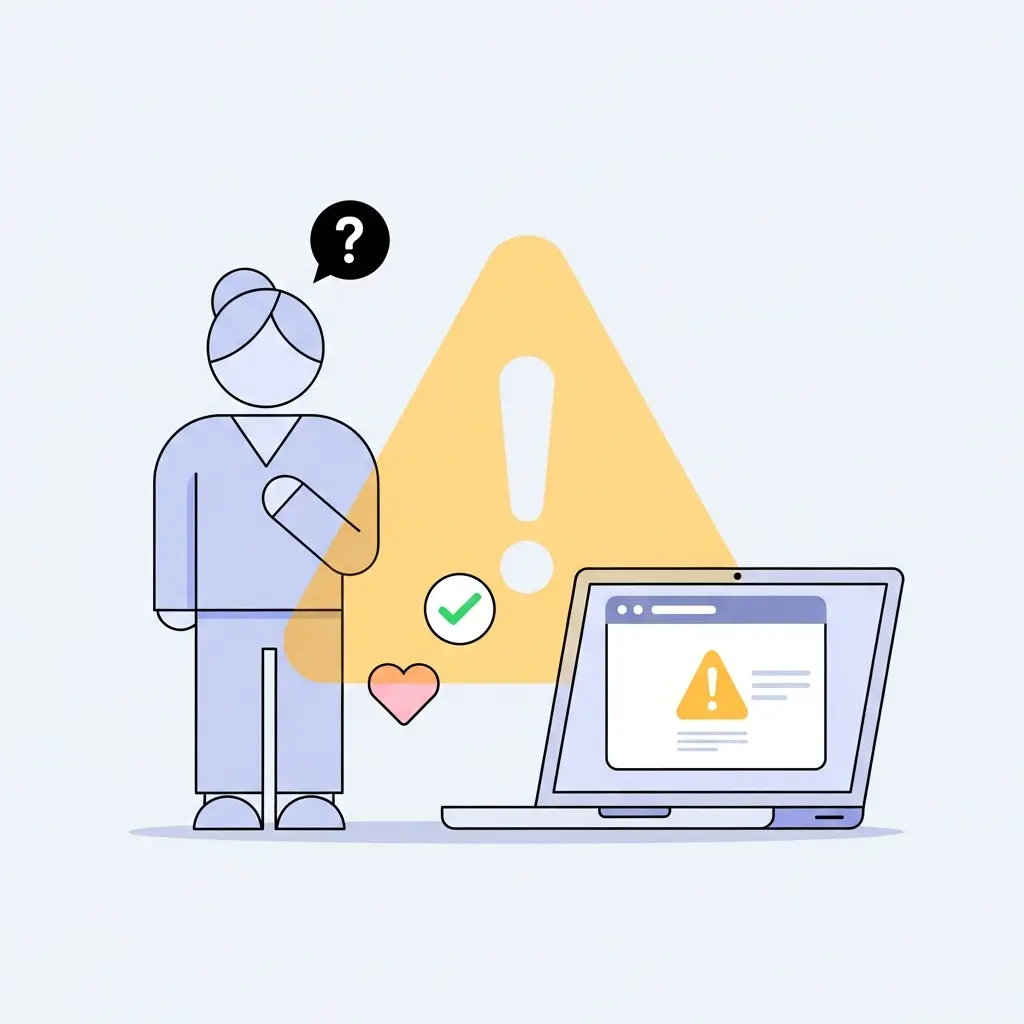 Estudante confuso perante um alerta de falso positivo em detecção de IA