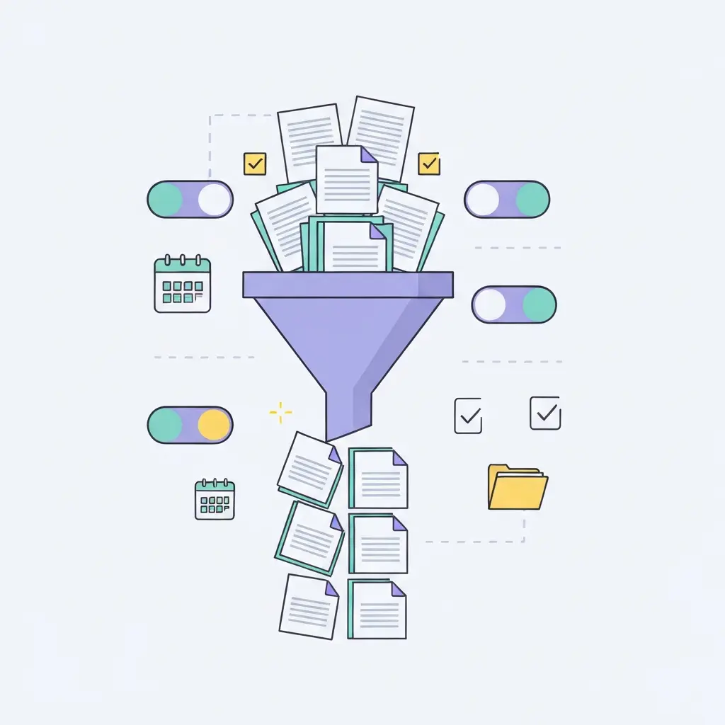 Ilustração de filtros de pesquisa avançada para encontrar TFC
