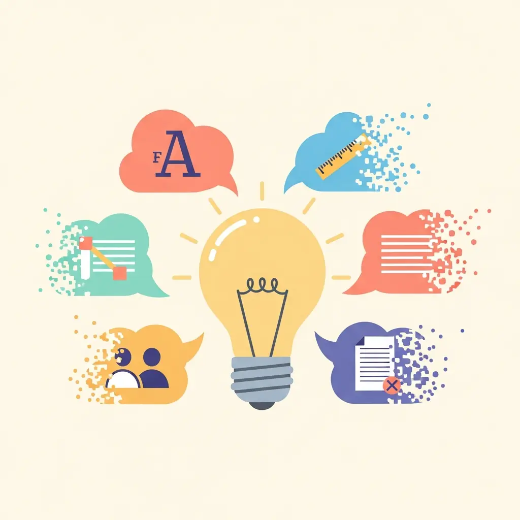 Ilustração conceptual de mitos sobre formatação académica a serem desmistificados