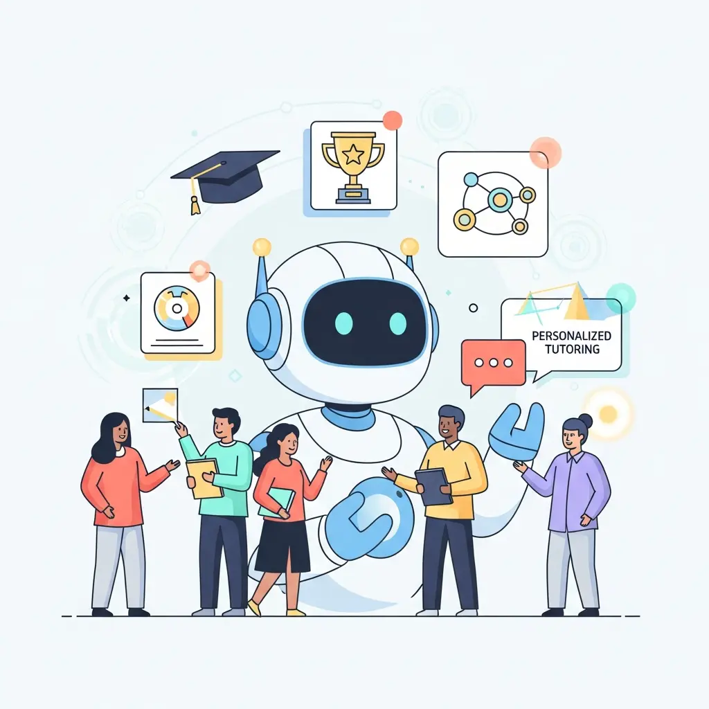 Ilustração do futuro da educação com inteligência artificial