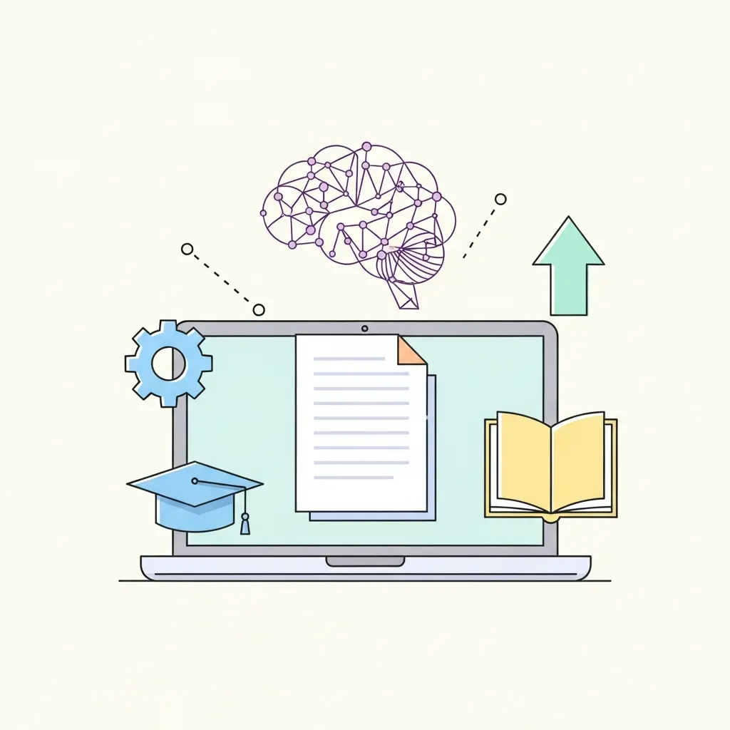 Ilustração representando o futuro da formatação académica com automação e inteligência artificial