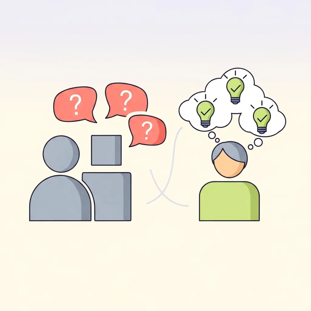 Ilustração mostrando dinâmica de perguntas e respostas entre avaliadores e estudante durante defesa de TFC