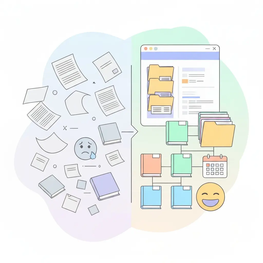 Comparação entre gestão de referências caótica e organizada