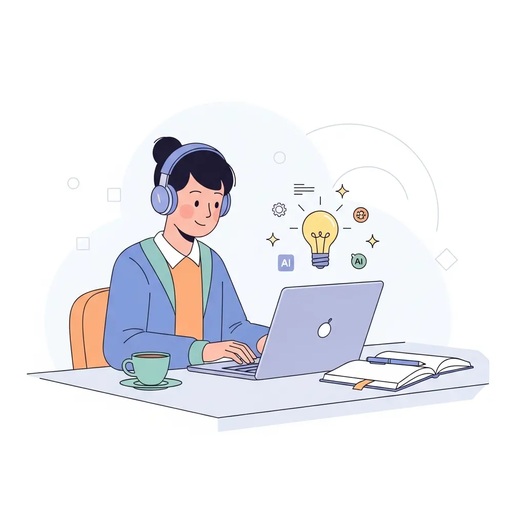 Estudante a utilizar assistente de escrita com inteligência artificial no computador