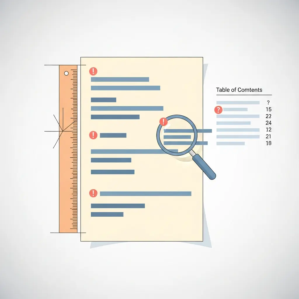 Ilustração de erros comuns de formatação em teses académicas