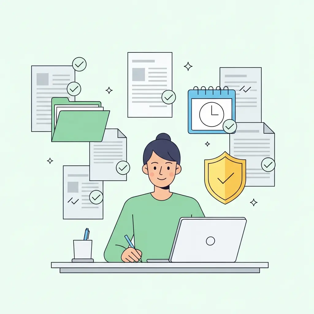 Estudante preparando a tese com práticas de documentação adequadas