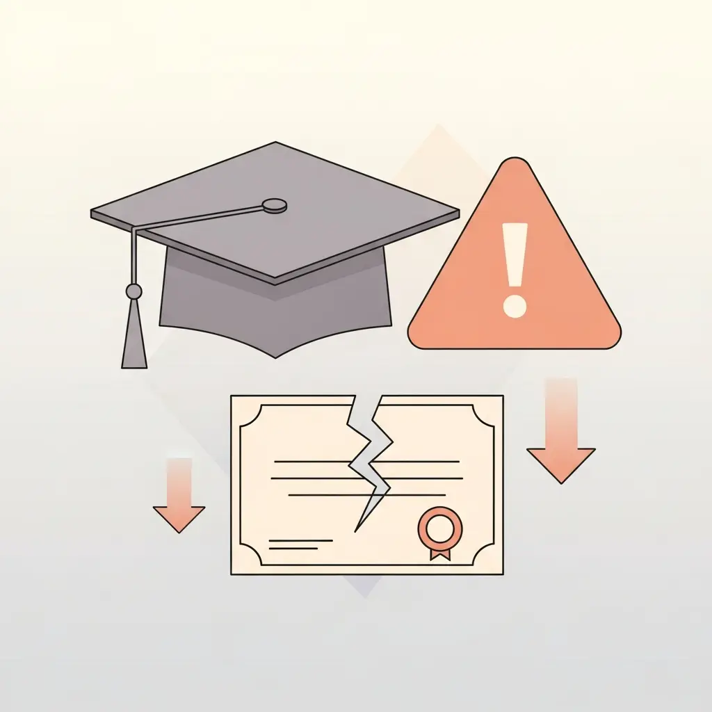 Ilustração representando as consequências sérias de fraude académica