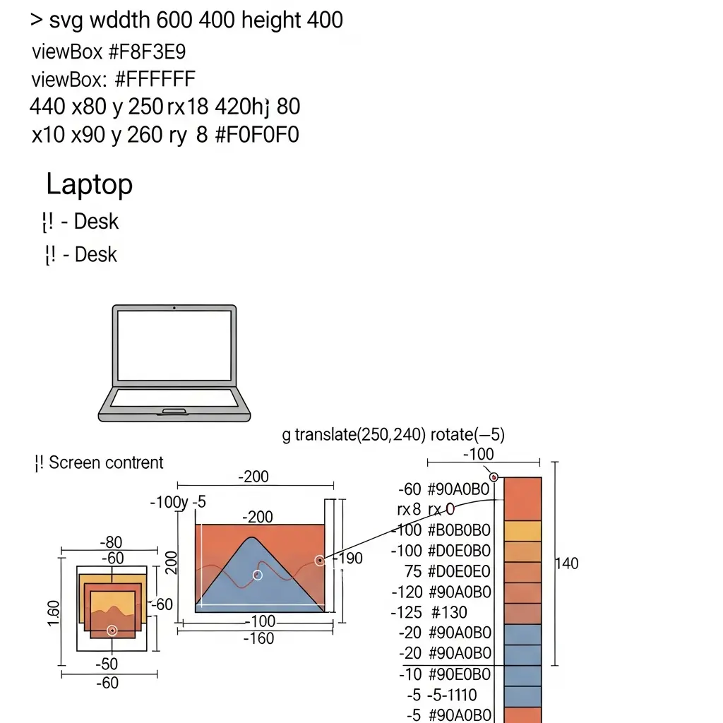 Ilustração de um espaço de trabalho minimalista com computador portátil e ícone de robô amigável representando assistência de IA na escrita académica