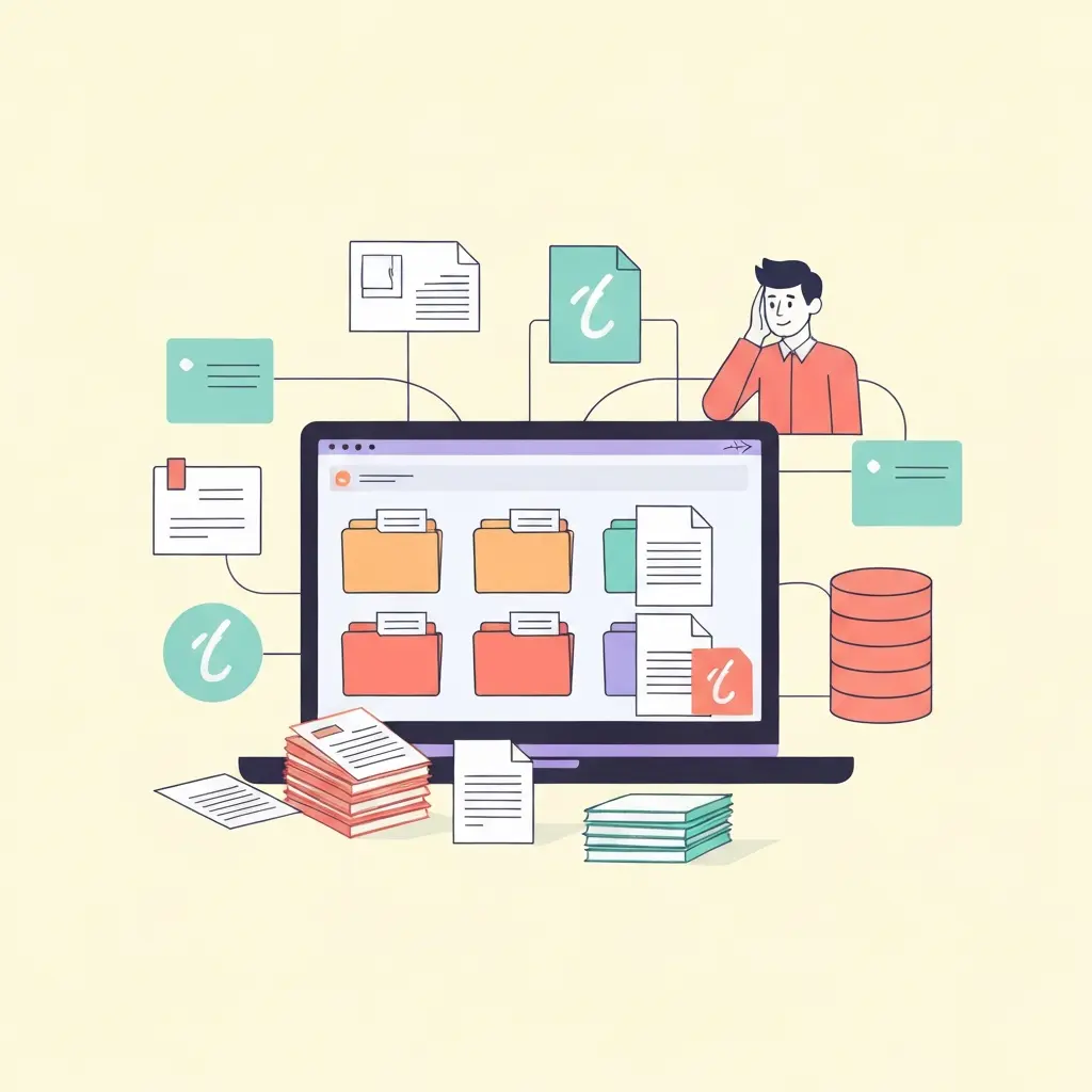 Sistema organizado de gestão bibliográfica digital com pastas e referências categorizadas