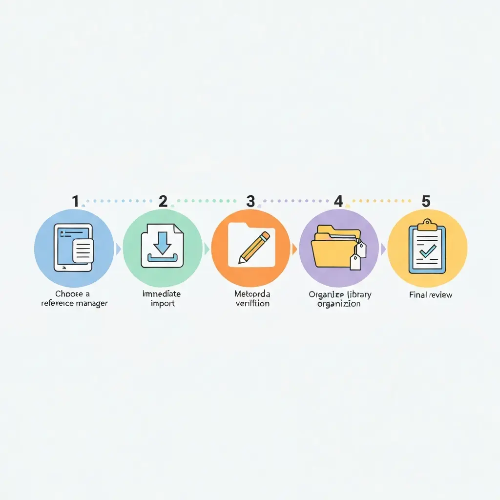 Fluxo visual de cinco passos para gestão sistemática de referências bibliográficas