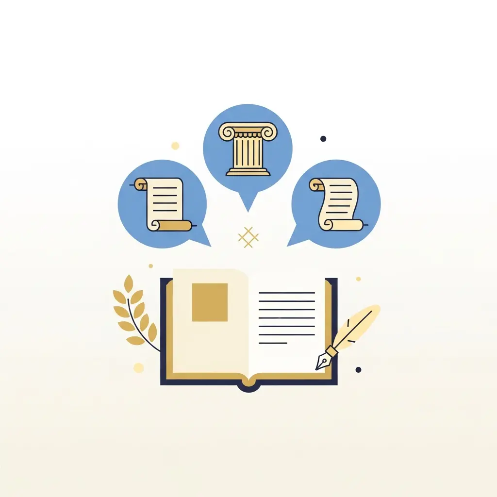 Ilustração representando expressões latinas em contexto académico