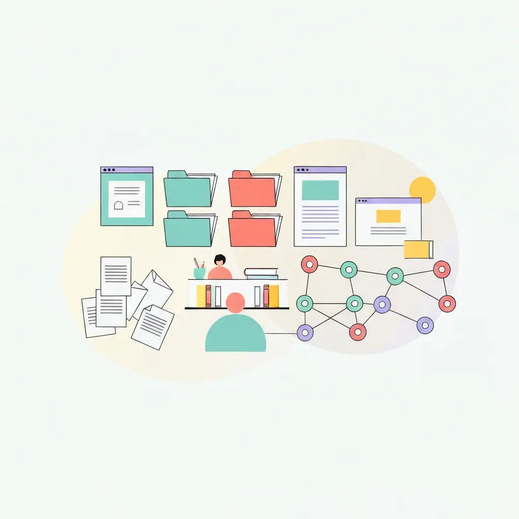 Representação visual da organização de literatura académica e referências de investigação