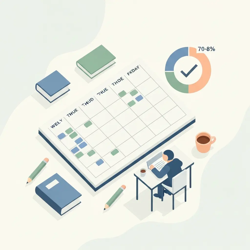 Planeamento semanal de dissertação com blocos de tempo e indicador de progresso