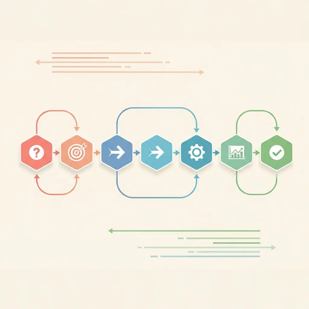 Cadeia de elementos interligados representando a coerência metodológica numa tese académica