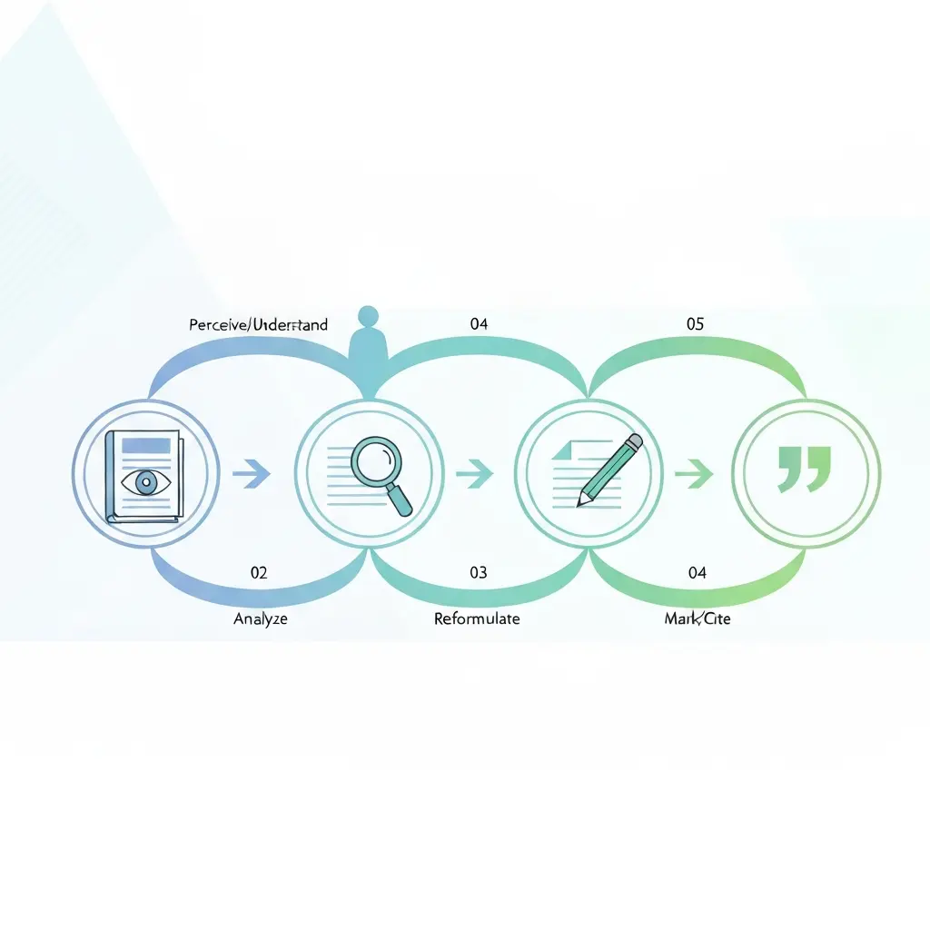 Framework PARAM: cinco passos para parafrasear com integridade académica - Perceber, Analisar, Reformular, Adaptar, Marcar