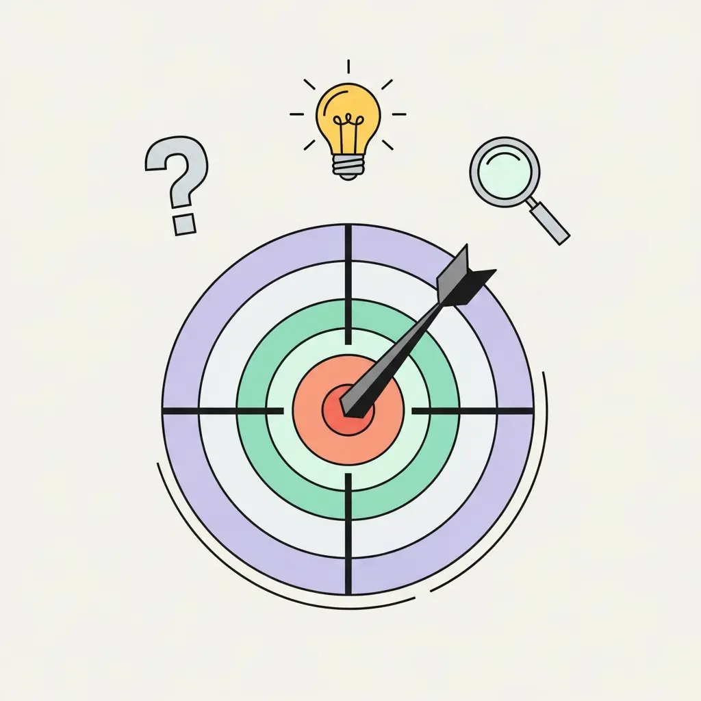 Alvo com seta no centro representando a precisão necessária nas perguntas de investigação