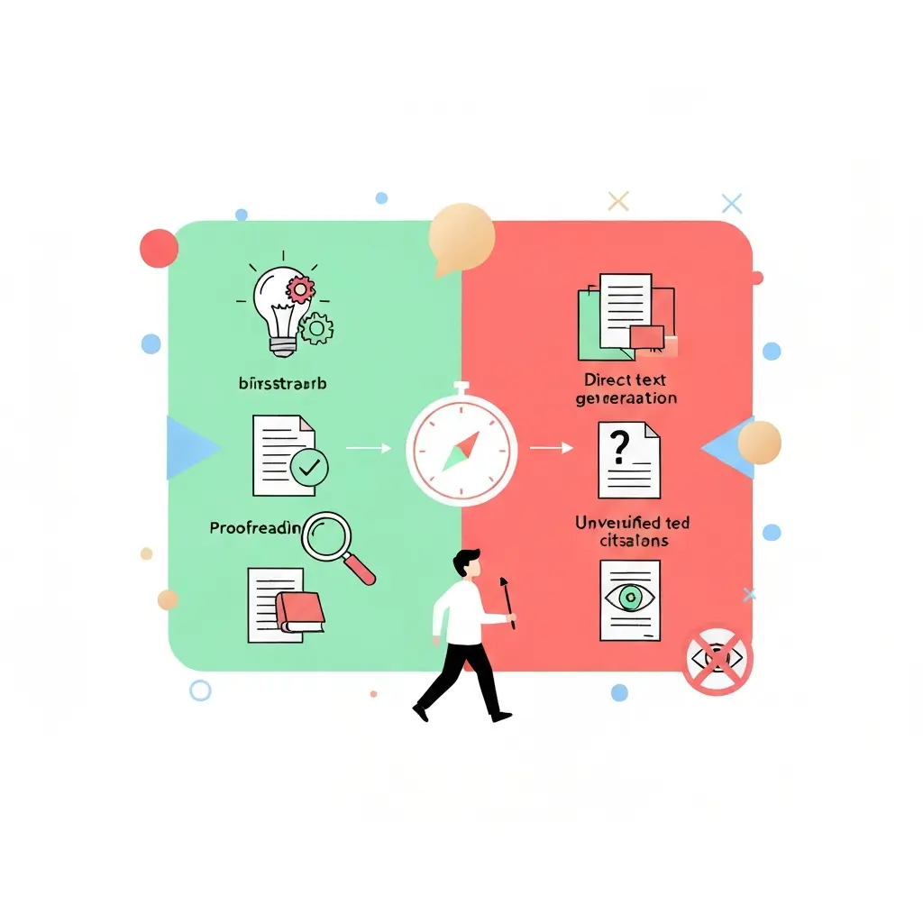 Guia visual de práticas aceitáveis e a evitar no uso de IA em trabalhos académicos