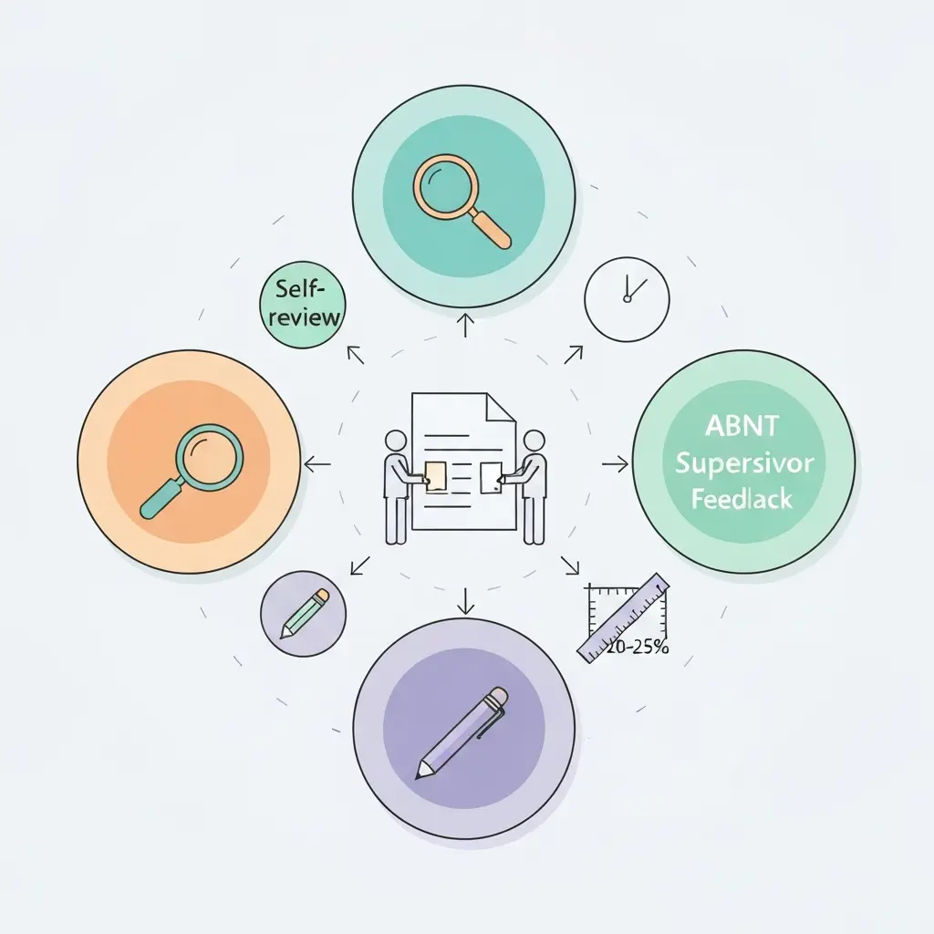 Diagrama circular mostrando os ciclos de revisão de uma dissertação