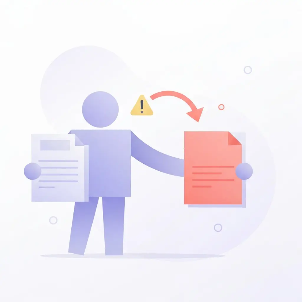 Ilustração representando o conceito de autoplágio com um estudante a transferir conteúdo de um trabalho antigo para uma nova tese