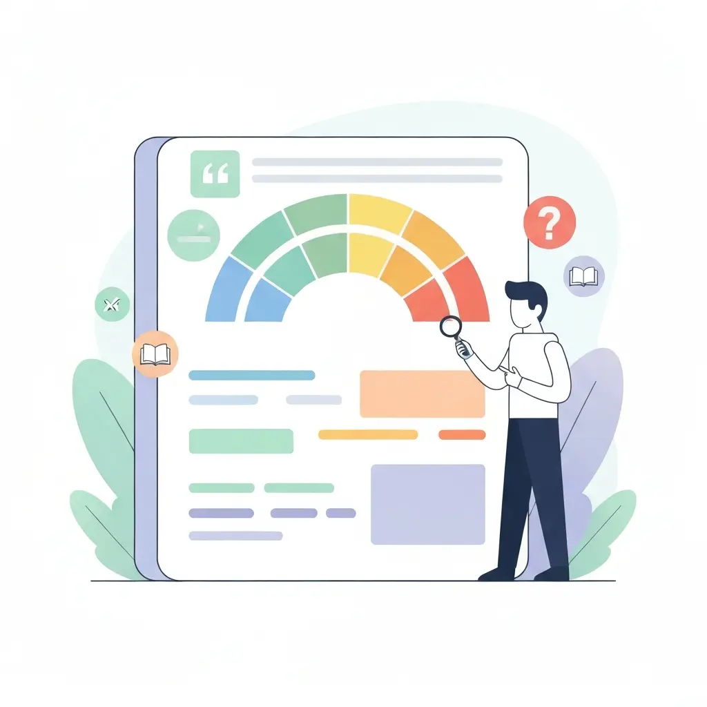 Pessoa a analisar um relatório de similaridade com indicadores de percentagem em diferentes cores