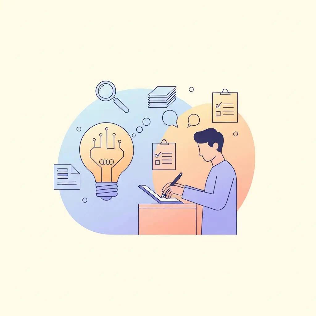 Secretária organizada com sistema estruturado de escrita académica, calendário com metas e progresso visível