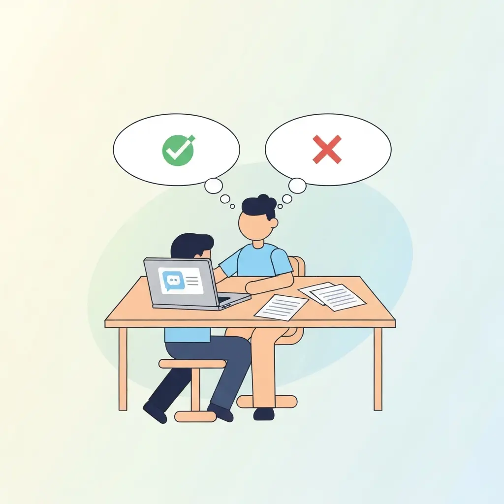 Estudante numa encruzilhada entre o uso correto e incorreto do ChatGPT na tese