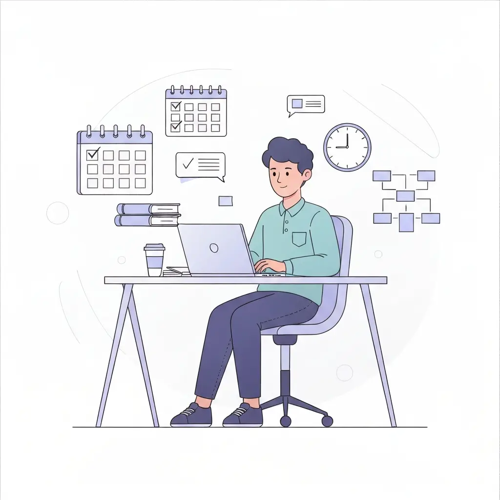 Estudante a planear a sua tese académica de forma organizada