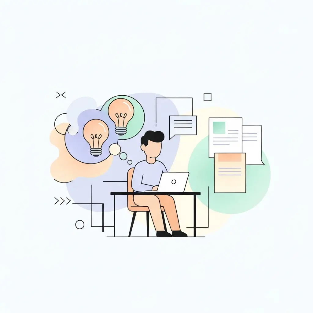 Estudante a trabalhar na tese com assistência de IA como ferramenta de apoio