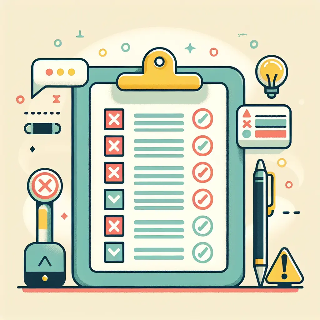 Checklist ilustrativo dos 9 erros mais comuns em questionários online para teses académicas