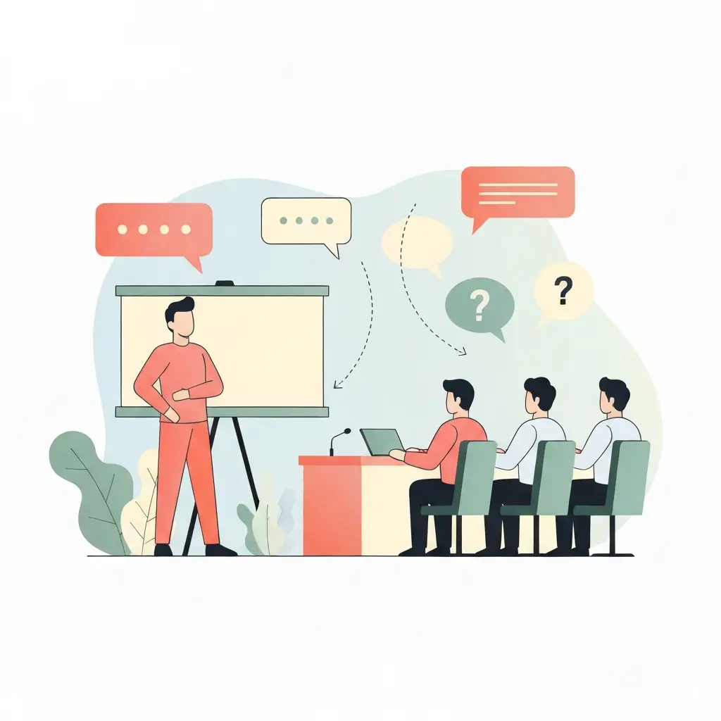 Cenário de defesa de tese académica com apresentação ao júri