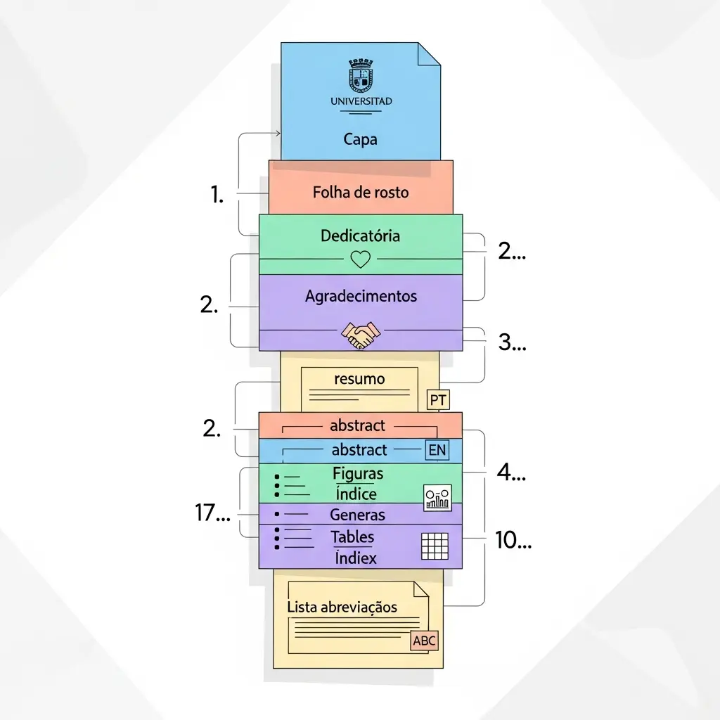 Ordem correta dos elementos pré-textuais numa tese de mestrado portuguesa
