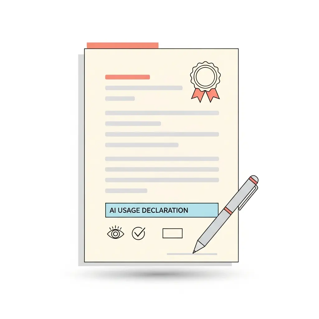 Documento académico com secção de declaração de uso de IA destacada